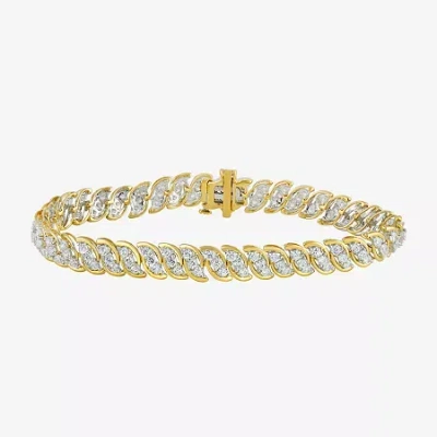Fine Jewelry Womens 4 Ct. T.w. Lab Grown White Diamond 10k White Gold Tennis Bracelet In Yellow
