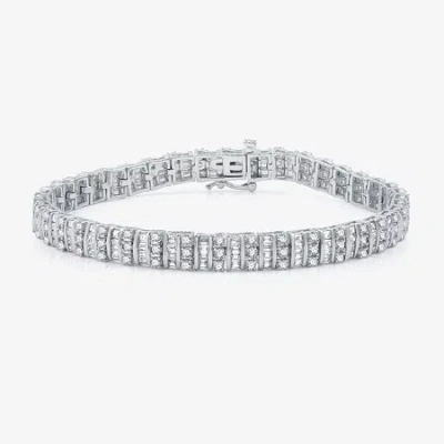 Fine Jewelry Womens 4 Ct. T.w. Natural White Diamond 10k White Gold 7.5 Inch Tennis Bracelet In Transparent