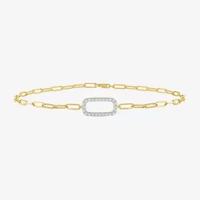 Fine Jewelry Diamond Addiction 1/10 Ct.t.w. Diamond Womens 10k Gold 8 1/2 Inch Paperclip Chain Bracelet In Yellow