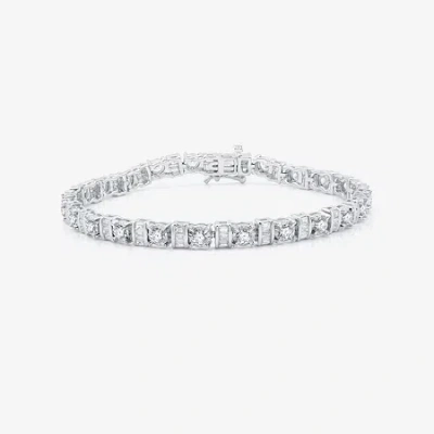 Fine Jewelry Womens 4 Ct. T.w. Natural White Diamond 10k White Gold 7.5 Inch Tennis Bracelet In Transparent
