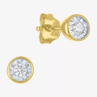 Fine Jewelry (g-h / I1-i2) 1/10 Ct. T.w. Lab Grown White Diamond 10k Gold 5mm Round Stud Earrings In Yellow