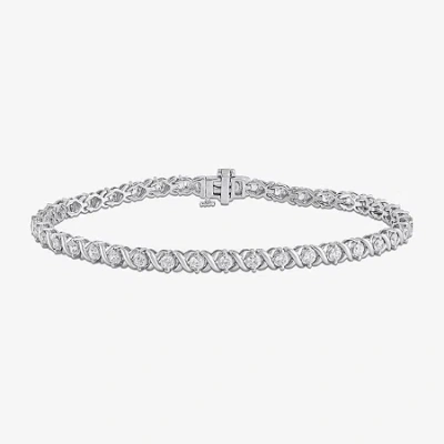 Fine Jewelry Womens 2 Ct. T.w. Lab Grown White Diamond 10k White Gold 7.5 Inch Tennis Bracelet In White
