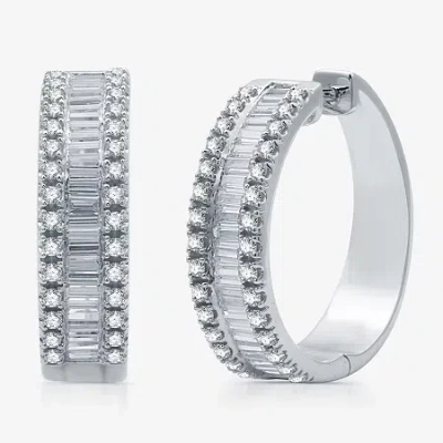 Fine Jewelry 2 Ct.t.w. (h-i / I1) Lab Grown White Diamond 10k Or 14k Gold 24.2mm Hoop Earrings In White