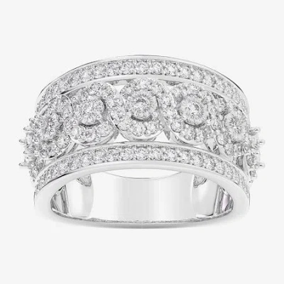 Fine Jewelry (g-h / Si1-si2) Womens 1 Ct. T.w. Lab Grown White Diamond 10k White Gold Band In White
