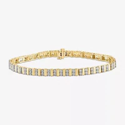 Fine Jewelry Womens 2 Ct. Lab Grown White Diamond 10k White Gold Tennis Bracelet In Yellow