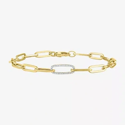 Fine Jewelry Diamond Addiction (g-h / Si2-i1) Womens 10k Gold 8 Inch Hollow Paperclip Chain Bracelet In Yellow