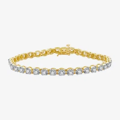 Fine Jewelry Womens 3 Ct. T.w. Natural White Diamond 10k Gold 7.5 Inch Tennis Bracelet In Transparent