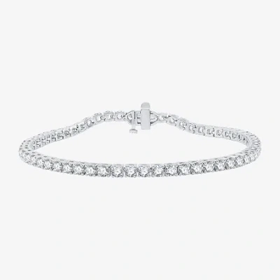 Fine Jewelry (h-i / Si2-i1) Womens 5 Ct. T.w. Lab Grown White Diamond 10k White Gold 7.25 Inch Tennis Bracelet In White