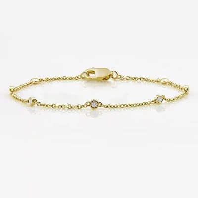 Fine Jewelry 10k Gold 7 1/2 Inch Solid Link Bracelet In Transparent