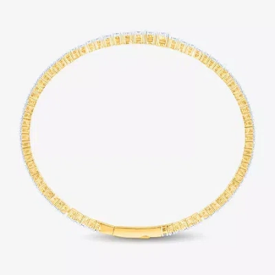 Fine Jewelry (h-i / Si2-i1) Womens 2 Ct. T.w. Lab Grown White Diamond 10k Gold 6 3/4 Inch Tennis Bracelet In Transparent