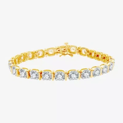 Fine Jewelry 8 Ct.t.w. Womens Natural Diamond 10k Gold 7.5 Inch Tennis Bracelet In Transparent