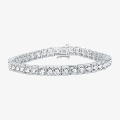 Fine Jewelry 10 Ct.t.w. (h-i / I1) Womens Lab Grown Diamond 10k White Gold 7.5 Inch Tennis Bracelet In Transparent