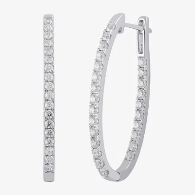 Fine Jewelry (h-i / I1) 2 Ct. T.w. Lab Grown White Diamond 10k Or 14k White Or Yellow Gold 35mm Hoop Earrings In White