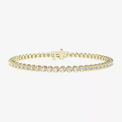 Fine Jewelry (h-i/ I1) Womens 2 Ct. T.w. Lab Grown White Diamond 10k White Gold 7.25 Inch Tennis Bracelet In Yellow