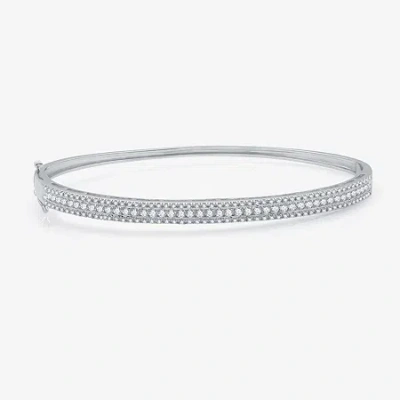 Fine Jewelry (h-i / I1) Womens 1 1/4 Ct. T.w. Lab Grown White Diamond 10k White Gold Bangle Bracelet In Transparent