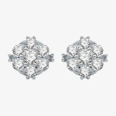 Fine Jewelry (h-i / I1) 1/2 Ct. T.w. Lab Grown White Diamond 10k White Gold 8.2mm Stud Earrings In White