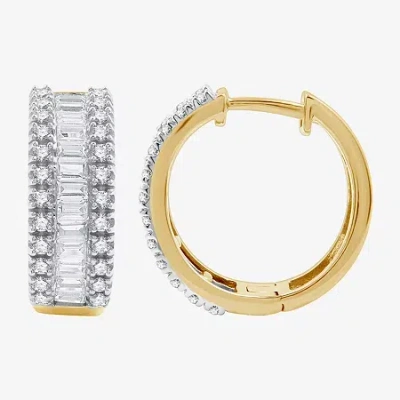 Fine Jewelry 1 1/4 Ct. T.w. (h-i / I1) Lab Grown White Diamond 10k White Or Yellow Gold 17.1mm Hoop Earrings In Yellow