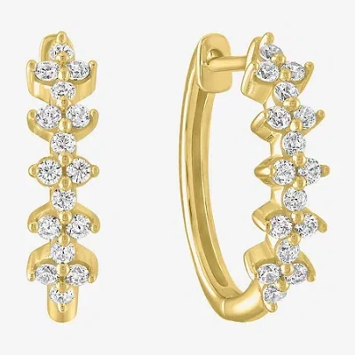 Fine Jewelry (g-h / Si2-i1) Womens 1/3 Ct. T.w. Lab Grown Diamond 10k White Gold 16mm Hoop Earrings In Yellow