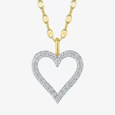 Fine Jewelry Heart (gh / Si2 I1) Womens 1/3 Ct. T.w. Lab Grown White Diamond 10k Gold Heart 16 Inch Pendant Neckl In Yellow