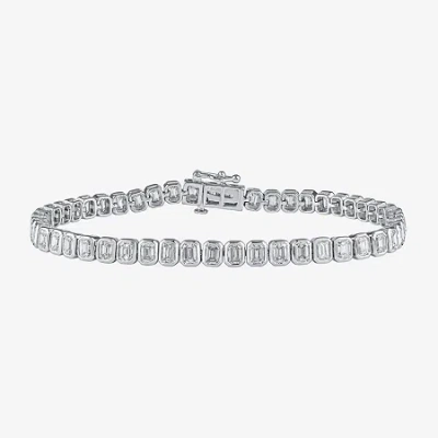 Fine Jewelry (f / Si1) Womens 5 Ct. T.w. Lab Grown White Diamond 10k White Gold 7 Inch Tennis Bracelet In Transparent