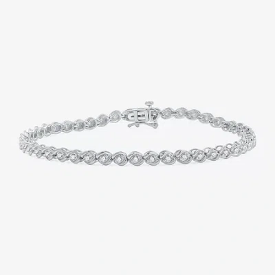 Fine Jewelry Womens 1 Ct. T.w. Lab Grown White Diamond 10k Gold 7.5 Inch Tennis Bracelet In White