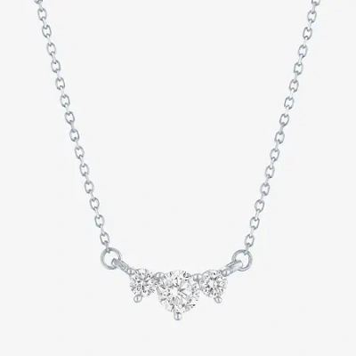 Fine Jewelry (si2-i1/g-h) Womens 1/3 Ct. T.w. Lab Grown White Diamond 10k Gold Round 18 Inch Pendant Necklace In White