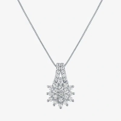 Fine Jewelry (g-h / Si2-i1) Womens 1/3 Ct. T.w. Lab Grown Diamond 10k White Gold 18 Inch Pendant Necklace In Transparent