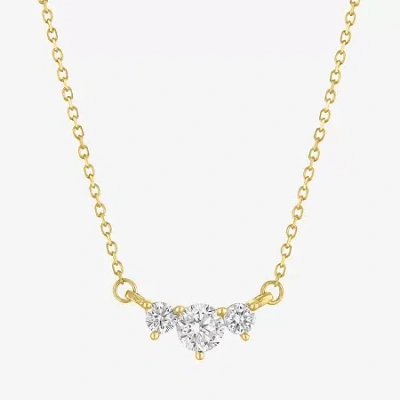Fine Jewelry (si2-i1/g-h) Womens 1/3 Ct. T.w. Lab Grown White Diamond 10k Gold Round 18 Inch Pendant Necklace In Yellow
