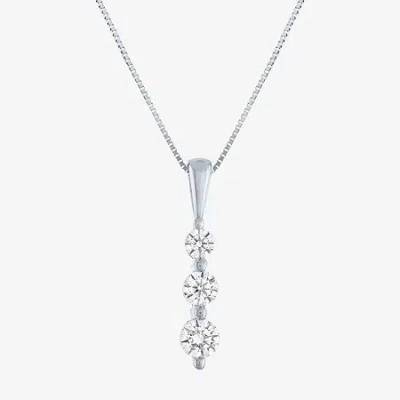 Fine Jewelry (g-h / Si2-i1) Womens 1/3 Ct. T.w. Lab Grown White Diamond 10k White Gold 18 Inch Pendant Necklace In White