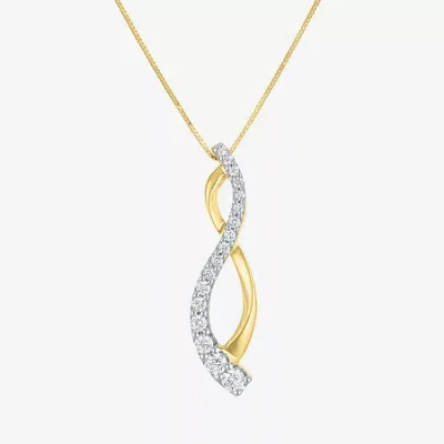 Fine Jewelry (i1-i2/g-h) Womens 1/3 Ct. T.w. Lab Grown White Diamond 10k Gold 18 Inch Pendant Necklace In Yellow