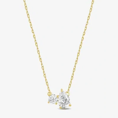 Fine Jewelry (f / Si2) Womens 1 Ct. T.w. Lab Grown White Diamond 10k White Gold 18 Inch Pendant Necklace In Yellow
