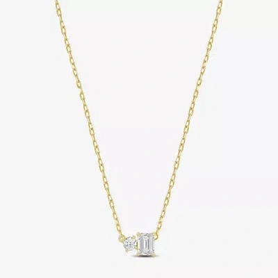 Fine Jewelry (f / Si2) Womens 1/2 Ct. T.w. Lab Grown White Diamond 10k White Gold 18 Inch Pendant Necklace In Yellow