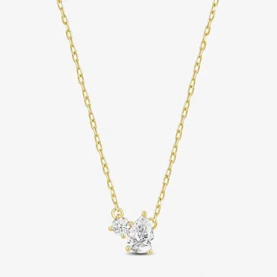 Fine Jewelry (f / Si2) Womens 1/2 Ct. T.w. Lab Grown White Diamond 10k White Gold 18 Inch Pendant Necklace In Yellow