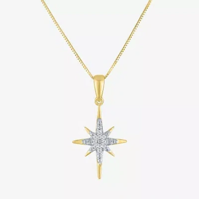Fine Jewelry (g-h/i1-i2) North Star Womens Diamond Accent Lab Grown White Diamond 10k Gold Star 18 Inch Pendant N In Yellow