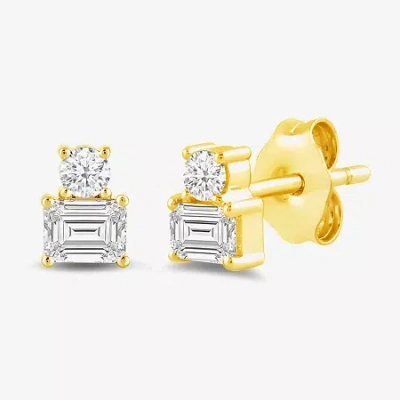 Fine Jewelry (f / Si2) 1/2 Ct. T.w. Lab Grown White Diamond 10k White Gold 5.1mm Stud Earrings In Yellow