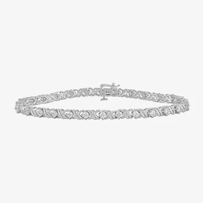 Fine Jewelry Womens 2 Ct. Lab Grown White Diamond 10k White Gold Tennis Bracelet In White