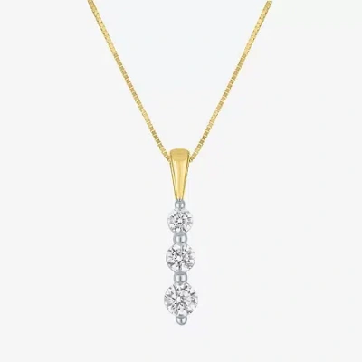Fine Jewelry (g-h / Si2-i1) Womens 1/3 Ct. T.w. Lab Grown White Diamond 10k Gold 18 Inch Pendant Necklace In Yellow