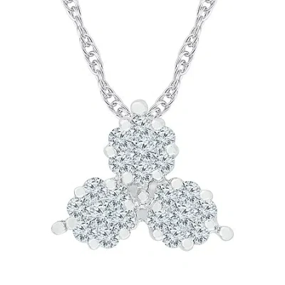 Fine Jewelry Womens 1/2 Ct. T.w. Natural White Diamond 10k White Gold 18 Inch Pendant Necklace In Transparent