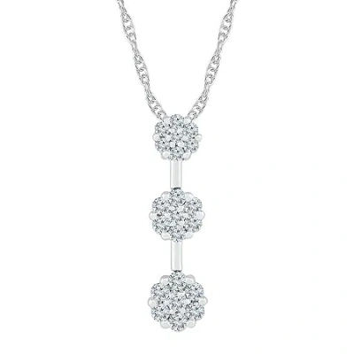 Fine Jewelry Linear Womens 1/2 Ct. T.w. Natural White Diamond 10k White Gold 18 Inch Pendant Necklace In Transparent