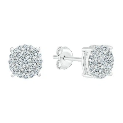 Fine Jewelry 1/4 Ct. T.w. Natural White Diamond 10k White Gold 5.9mm Stud Earrings In White