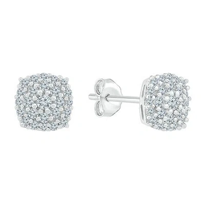 Fine Jewelry 1/4 Ct. T.w. Natural White Diamond 10k White Gold 5.8mm Stud Earrings In White