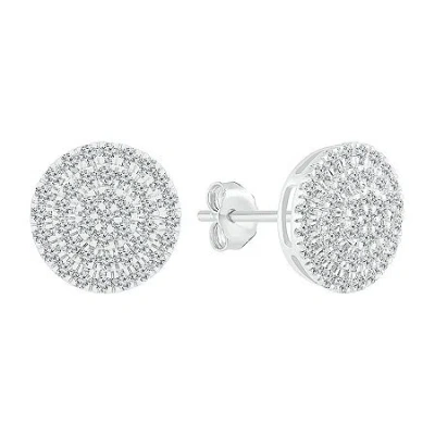 Fine Jewelry 1/2 Ct. T.w. Natural White Diamond 10k White Gold 10.5mm Stud Earrings In White