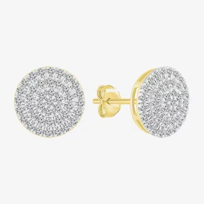 Fine Jewelry 1/2 Ct. T.w. Natural White Diamond 10k Gold 10.5mm Stud Earrings In Yellow