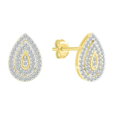 Fine Jewelry 1/2 Ct. T.w. Natural White Diamond 10k Gold 14.4mm Pear Stud Earrings In Yellow