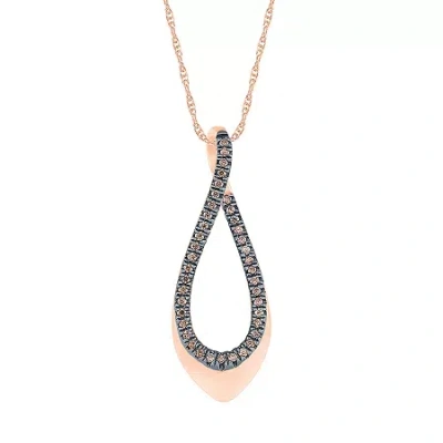Fine Jewelry Womens 1/8 Ct. T.w. Natural Champagne Diamond 10k Rose Gold Pear 18 Inch Pendant Necklace In Transparent