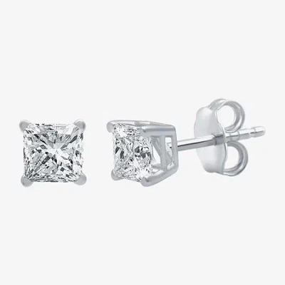 Fine Jewelry Deluxe Collection 1 Ct. T.w. Natural White Diamond 14k White Gold 5.2mm Stud Earrings In White
