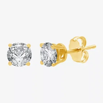 Fine Jewelry Classic Collection 1 Ct. T.w. Natural White Diamond 10k Gold 5.2mm Stud Earrings In Yellow