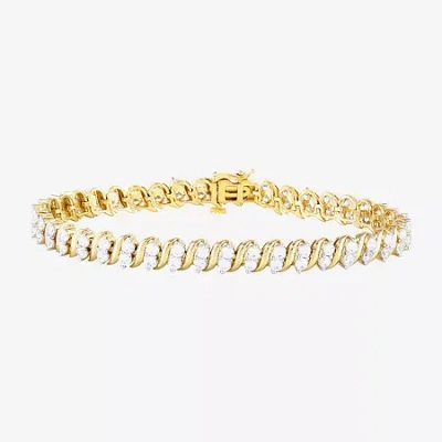 Fine Jewelry Womens 4 Ct. T.w. Lab Grown White Diamond 10k Gold 7.25 Inch Tennis Bracelet In Yellow