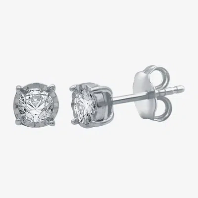 Fine Jewelry 1/3 Ct. T.w. Natural White Diamond 10k Gold 4.8mm Stud Earrings In White