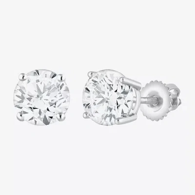 Fine Jewelry ( G / Si2 ) 2 Ct. T.w. Lab-grown Diamond 10k Gold 6.3mm Round Stud Earrings In White
